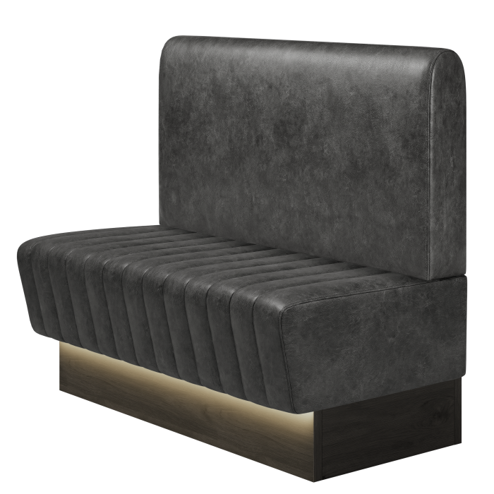 MATILDA | Gastrobank | B:H 100 x 103 cm | Schwarz | Glatt/ Rund | Wildleder | LED
