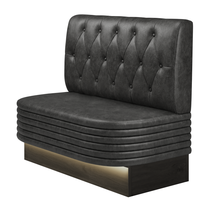 MATTHIAS | Gastrobank | B:H 100 x 103 cm | Schwarz | Chesterfield Raute | Wildleder | LED