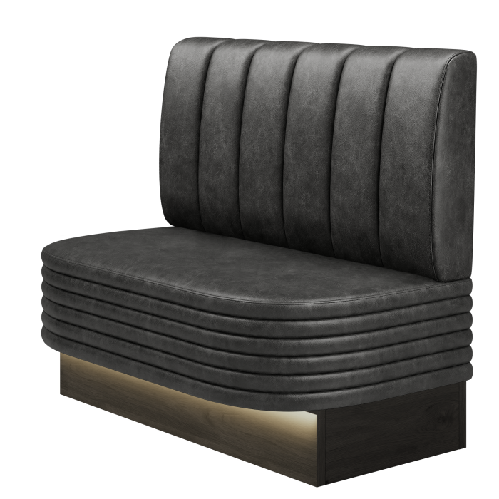 MATTHIAS | Gastrobank | B:H 100 x 103 cm | Schwarz | Gestreift | Wildleder | LED