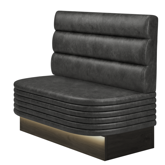 MATTHIAS | Gastrobank | B:H 100 x 103 cm | Schwarz | Horizontal Gestreift Rund | Wildleder | LED