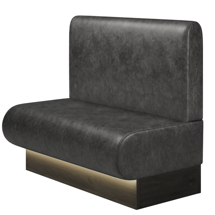 NINVA | Gastrobank | B:H 100 x 103 cm | Schwarz | Glatt/ Rund | Wildleder | LED