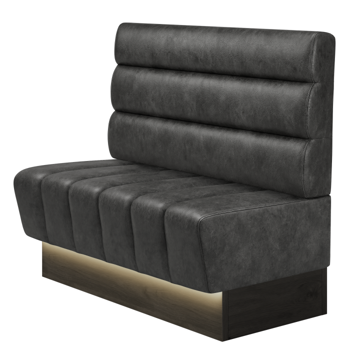 TANJA | Gastrobank | B:H 100 x 103 cm | Schwarz | Horizontal Gestreift Rund | Wildleder | LED