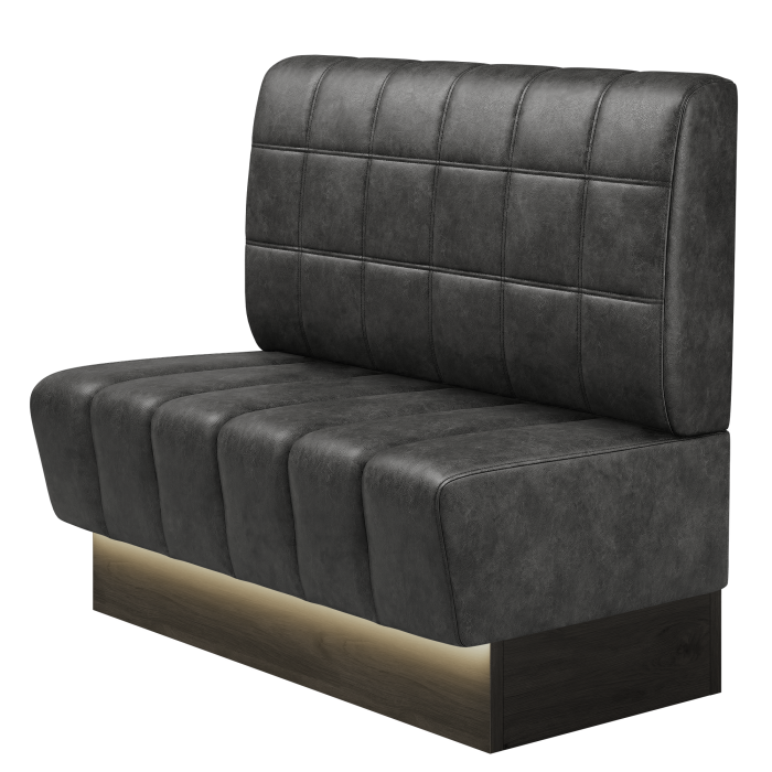 TANJA | Gastrobank | B:H 100 x 103 cm | Schwarz | Blocks | Wildleder | LED