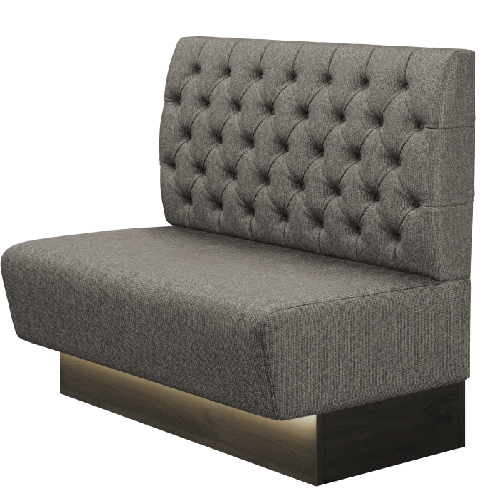 DENVER BIG | Gastrobank | B:H 100 x 103 cm | Grau | Chesterfield | Stoff/Textil | LED