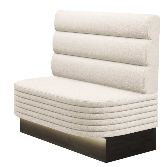 MATTHIAS | Gastrobank | B:H 100 x 103 cm | Creme | Horizontal Gestreift Rund | Teddystoff | LED
