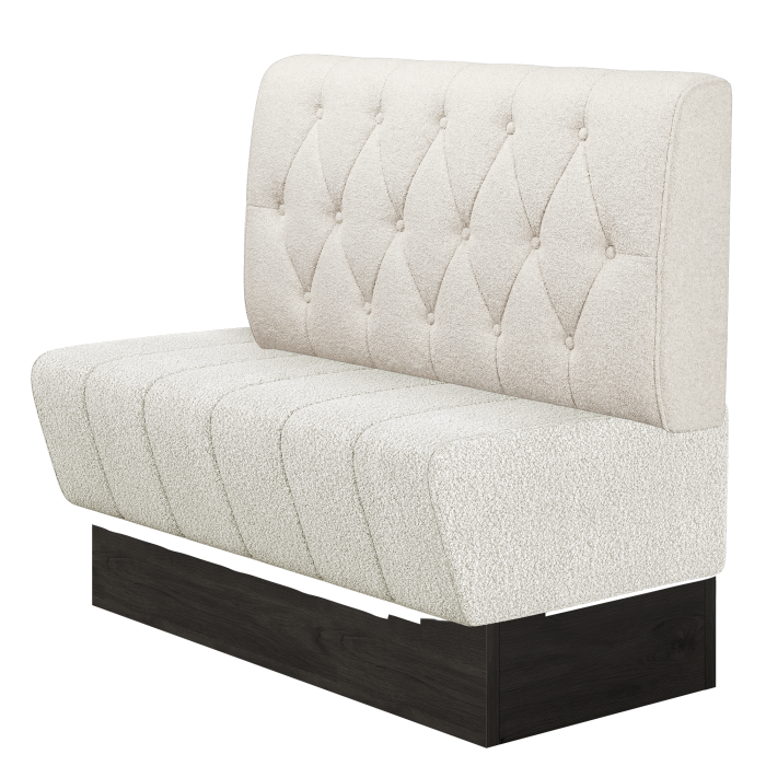 TANJA | Gastrobank | B:H 100 x 103 cm | Creme | Chesterfield Raute | Teddystoff