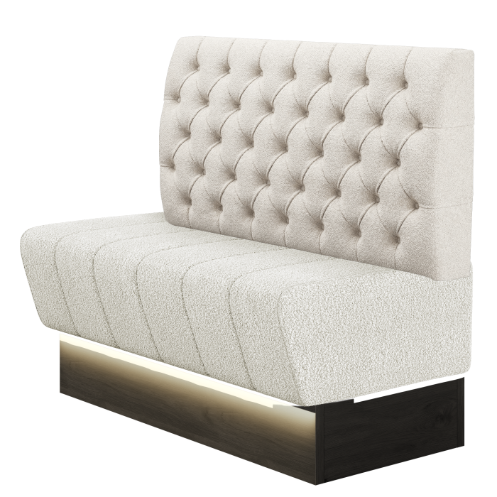 TANJA | Gastrobank | B:H 100 x 103 cm | Creme | Chesterfield | Teddystoff | LED