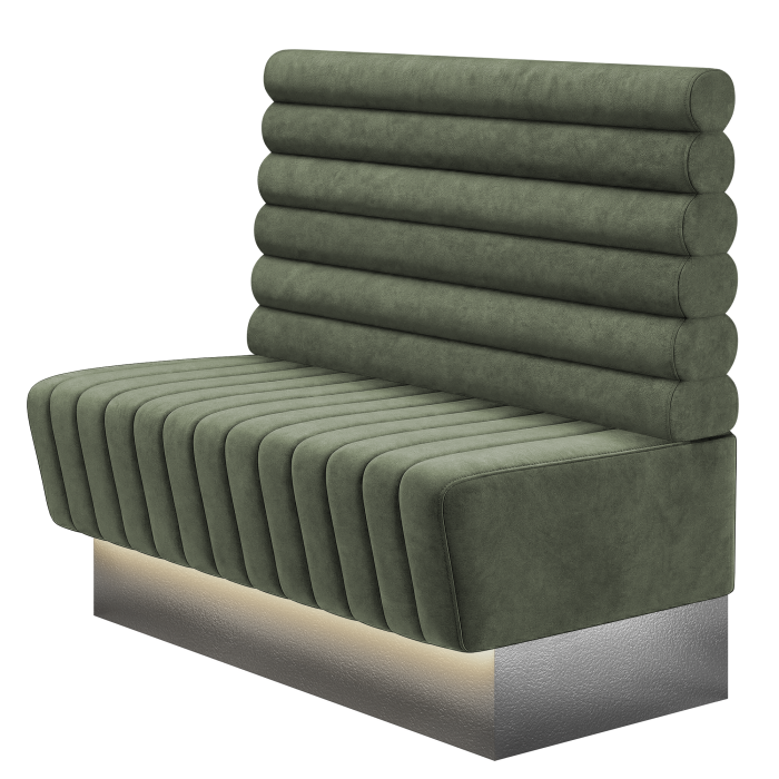 MATILDA | Gastrobank | B:H 100 x 103 cm | Grün | Horizontal Gestreift Rund | Samt | LED
