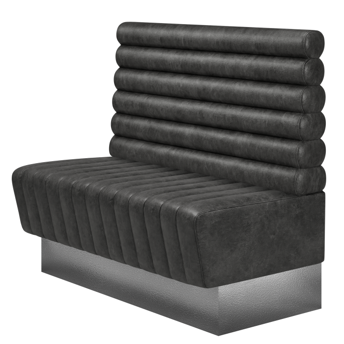 MATILDA | Gastrobank | B:H 100 x 103 cm | Schwarz | Horizontal Gestreift Rund | Wildleder