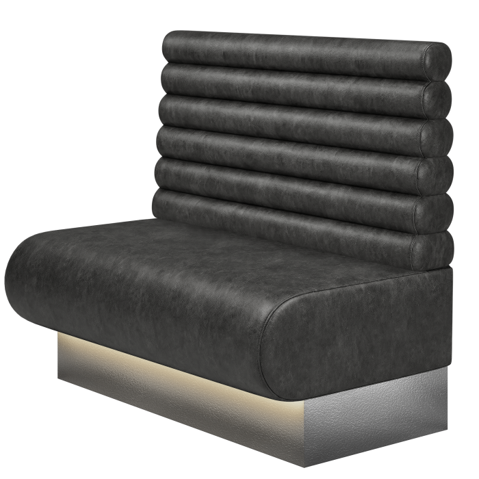 NINVA | Gastrobank | B:H 100 x 103 cm | Schwarz | Horizontal Gestreift Rund | Wildleder | LED