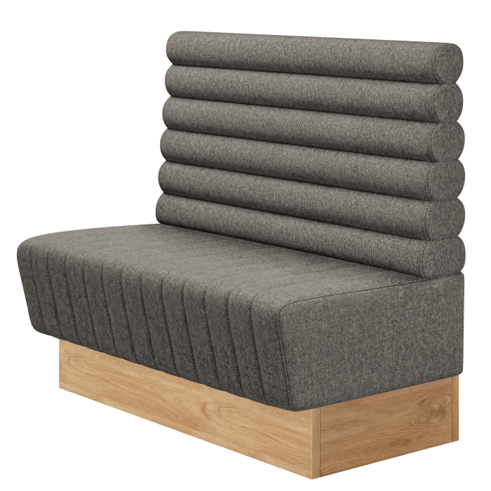 MATILDA | Gastrobank | B:H 100 x 103 cm | Grau | Horizontal Gestreift Rund | Stoff/Textil