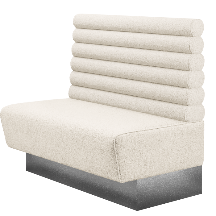 DENVER BIG | Gastrobank | B:H 100 x 103 cm | Creme | Horizontal Gestreift Rund | Teddystoff
