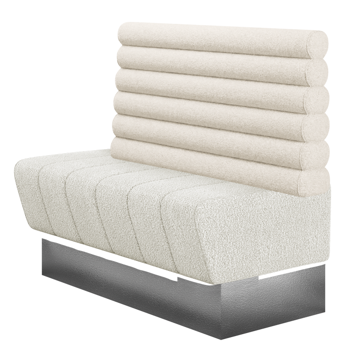 TANJA | Gastrobank | B:H 100 x 103 cm | Creme | Horizontal Gestreift Rund | Teddystoff