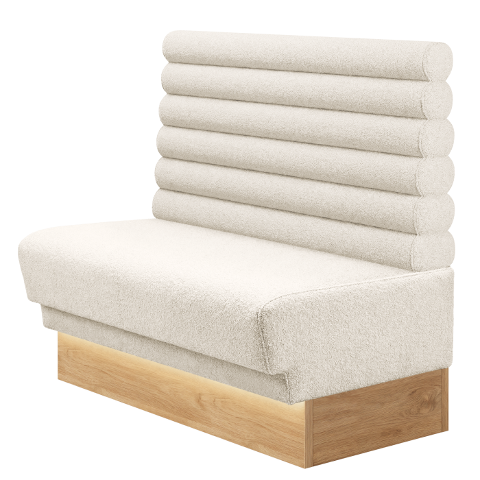 TATJANA | Gastrobank | B:H 100 x 103 cm | Creme | Horizontal Gestreift Rund | Teddystoff | LED