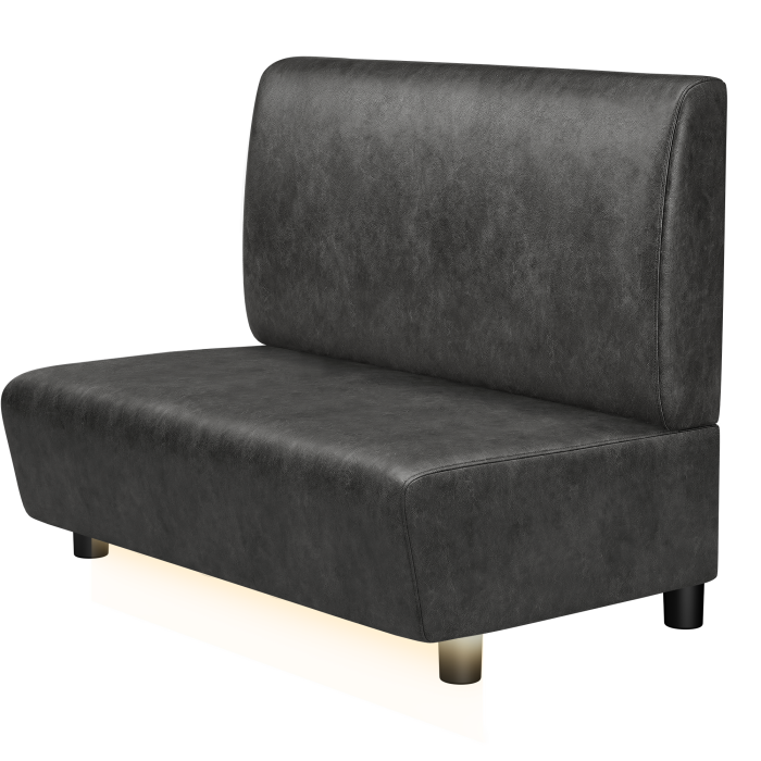 DENVER BIG | Gastrobank | B:H 100 x 103 cm | Schwarz | Glatt | Wildleder | LED