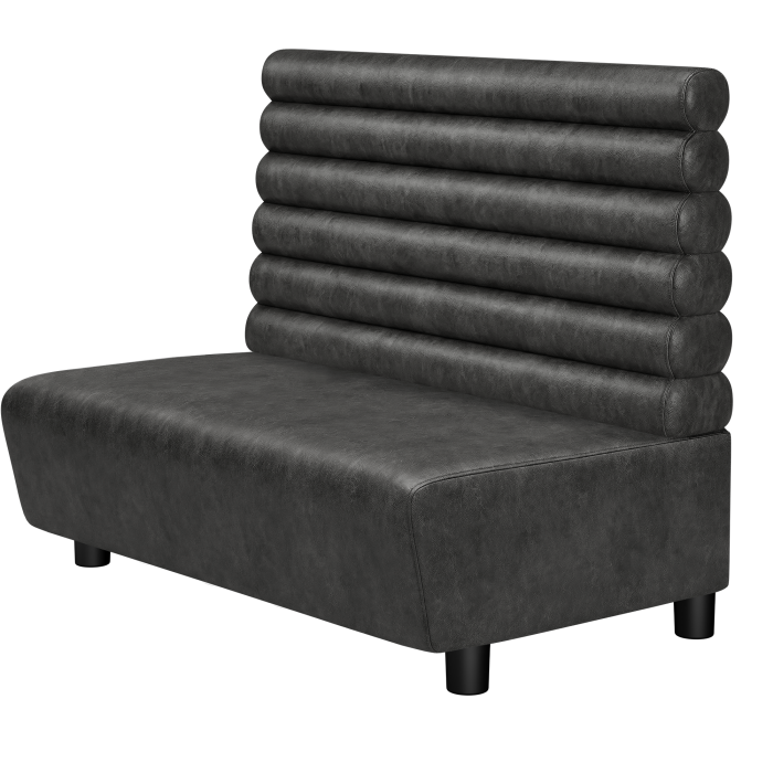 DENVER BIG | Gastrobank | B:H 100 x 103 cm | Schwarz | Horizontal Gestreift Rund | Wildleder