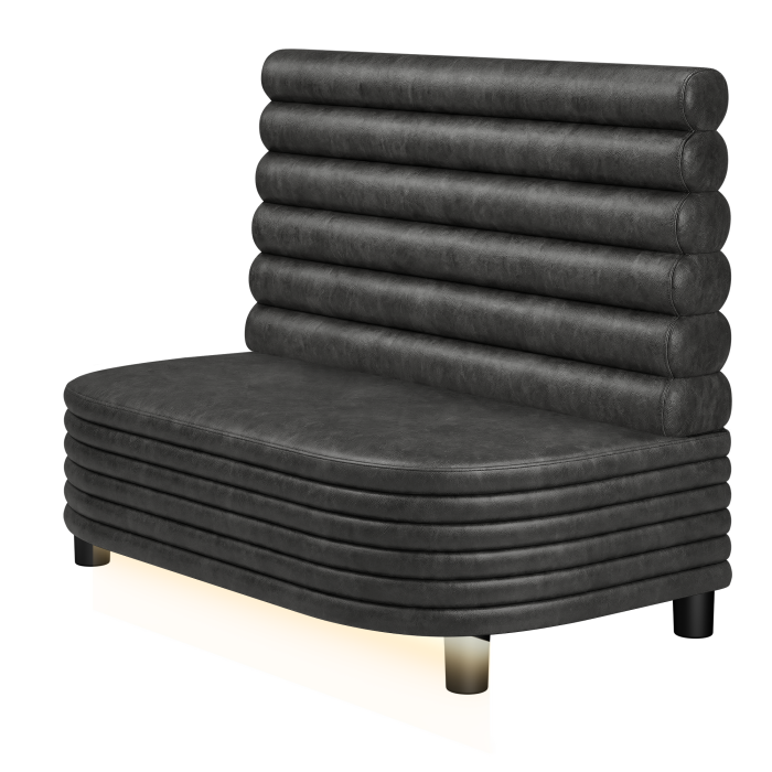 MATTHIAS | Gastrobank | B:H 100 x 103 cm | Schwarz | Horizontal Gestreift Rund | Wildleder | LED
