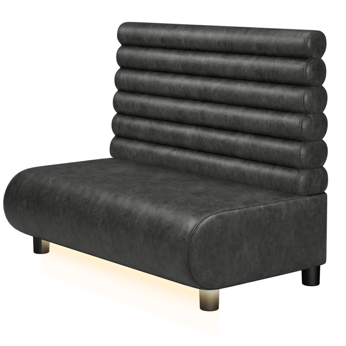 NINVA | Gastrobank | B:H 100 x 103 cm | Schwarz | Horizontal Gestreift Rund | Wildleder | LED