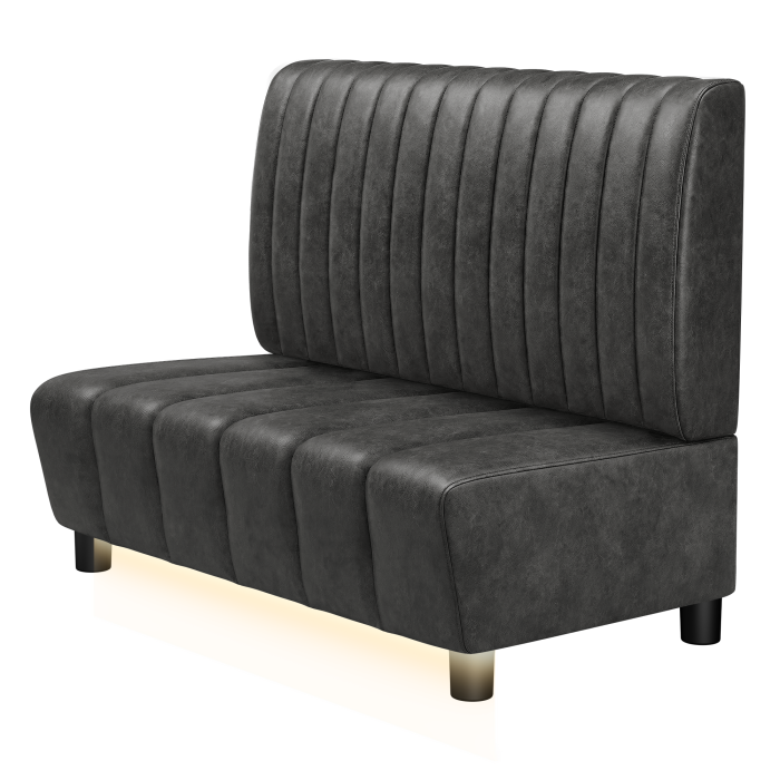TANJA | Gastrobank | B:H 100 x 103 cm | Schwarz | Gestreift | Wildleder | LED