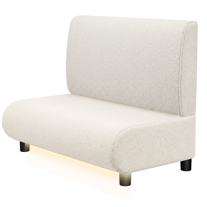 NINVA | Gastrobank | B:H 100 x 103 cm | Creme | Glatt | Teddystoff | LED