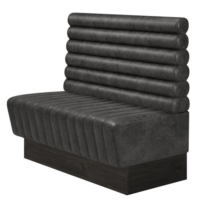 MATILDA | Gastrobank | B:H 100 x 103 cm | Schwarz | Horizontal Gestreift Rund | Wildleder
