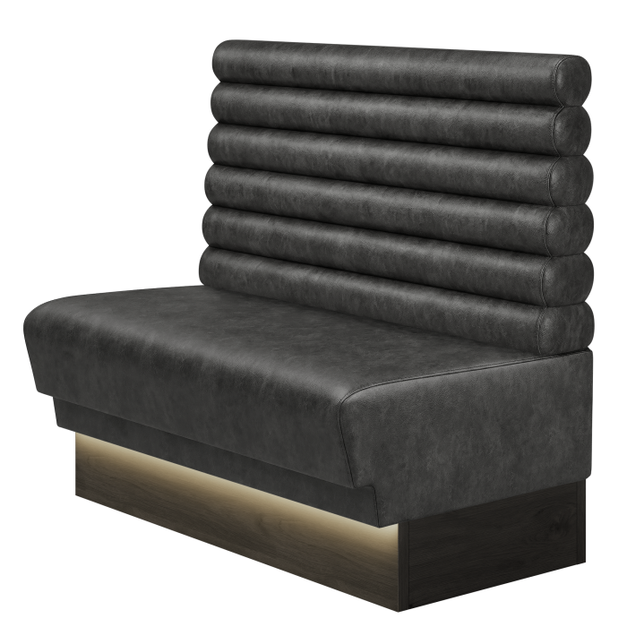 TATJANA | Gastrobank | B:H 100 x 103 cm | Schwarz | Horizontal Gestreift Rund | Wildleder | LED