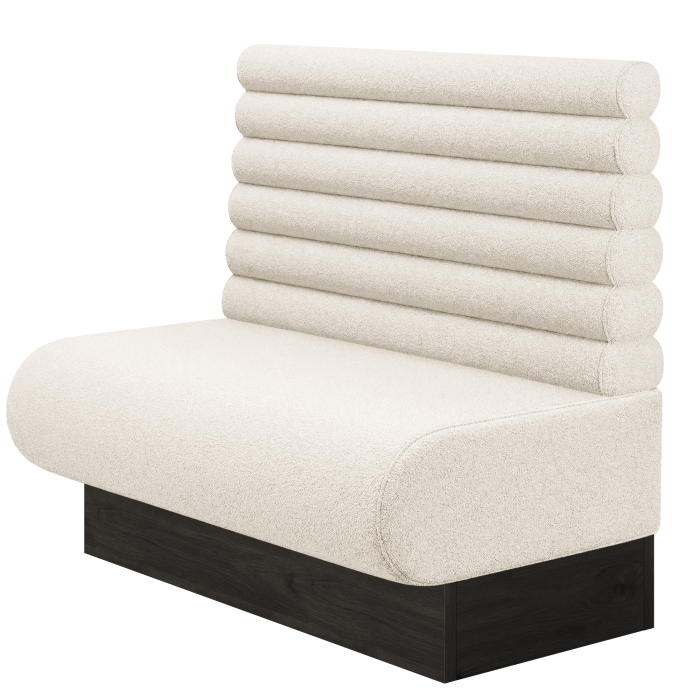 NINVA | Gastrobank | B:H 100 x 103 cm | Creme | Horizontal Gestreift Rund | Teddystoff
