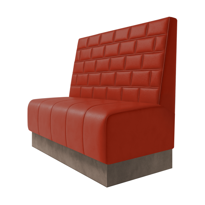 Fischer | Gastrobank | B:H 100 x 100 cm | Rot | Stein | Leder | Fußleiste Taupe