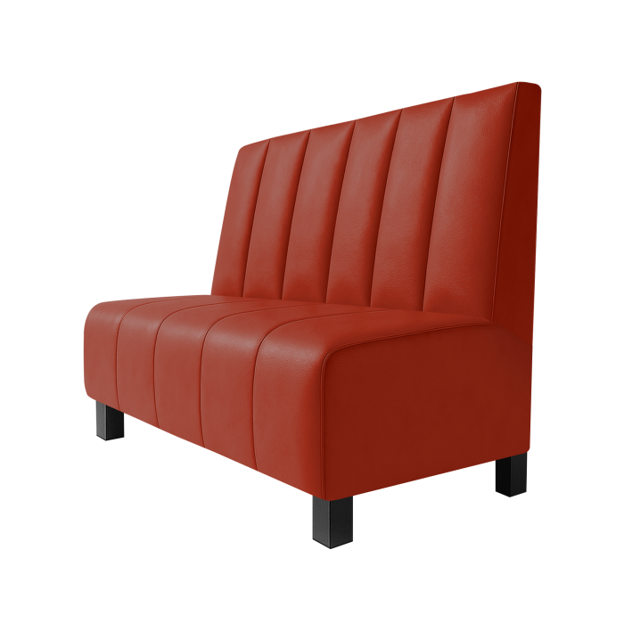 Fischer | Gastrobank | B:H 100 x 100 cm | Rot | Gestreift Doppelnahnt 24cm | Leder | Möbelfuß Schwarz