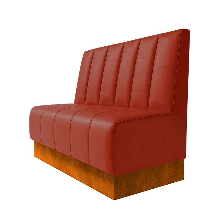 Fischer | Gastrobank | B:H 100 x 100 cm | Rot | Gestreift Doppelnahnt 24cm | Leder | Fußleiste Orange