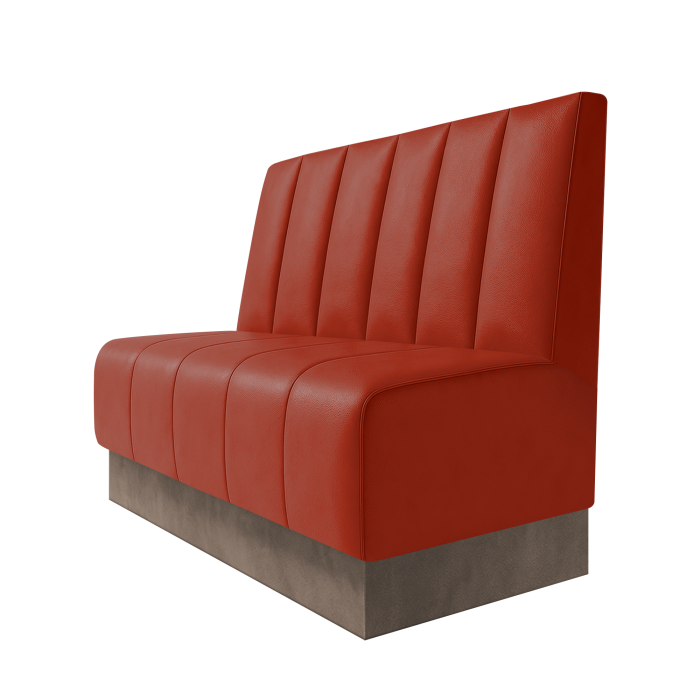 Fischer | Gastrobank | B:H 100 x 100 cm | Rot | Gestreift Doppelnahnt 24cm | Leder | Fußleiste Taupe