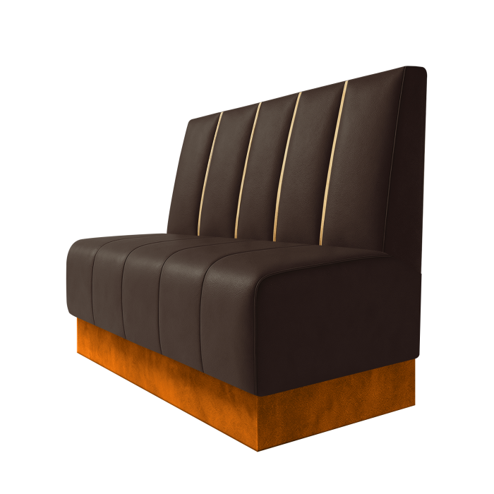 Fischer | Gastrobank | B:H 100 x 100 cm | Braun | Dubai | Leder | Fußleiste Orange