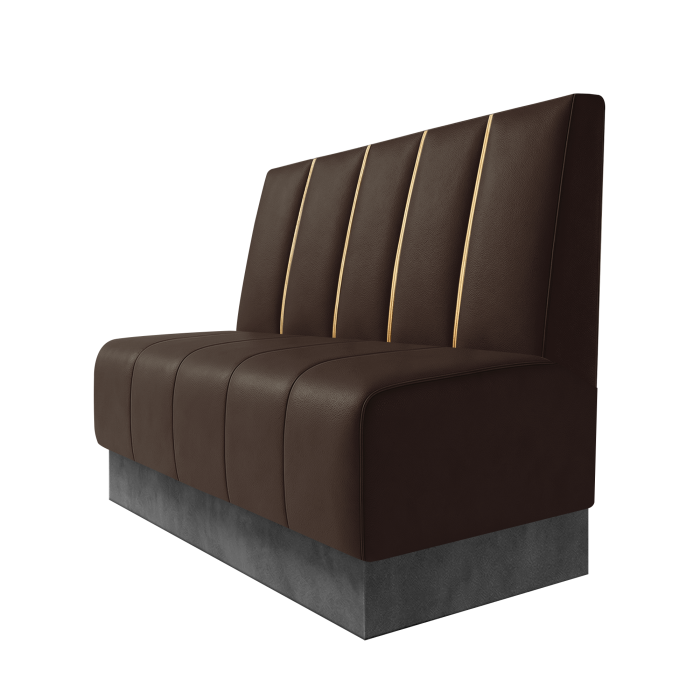 Fischer | Gastrobank | B:H 100 x 100 cm | Braun | Dubai | Leder | Fußleiste Grau