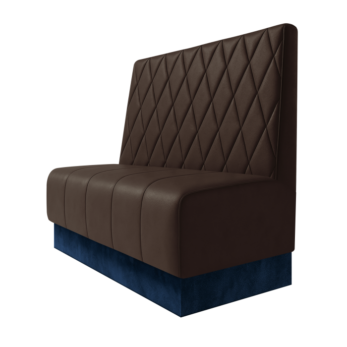 Fischer | Gastrobank | B:H 100 x 100 cm | Braun | Raute | Leder | Fußleiste Blau