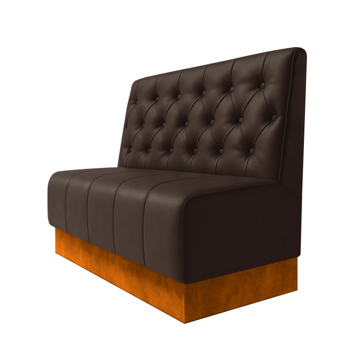 Fischer | Gastrobank | B:H 100 x 100 cm | Braun | Chesterfield | Leder | Fußleiste Orange