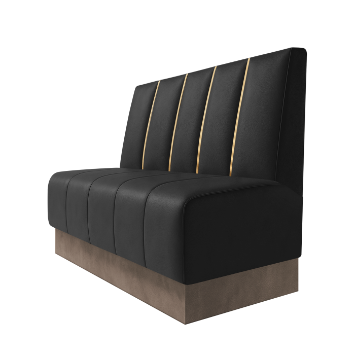 Fischer | Gastrobank | B:H 100 x 100 cm | Schwarz | Dubai | Leder | Fußleiste Taupe
