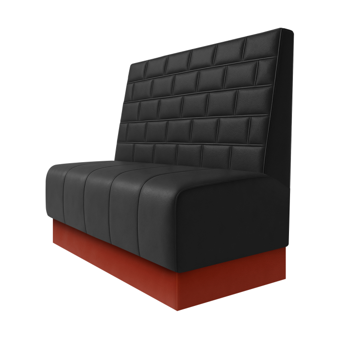 Fischer | Gastrobank | B:H 100 x 100 cm | Schwarz | Stein | Leder | Fußleiste Rot