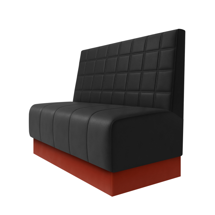 Fischer | Gastrobank | B:H 100 x 100 cm | Schwarz | Blocks | Leder | Fußleiste Rot