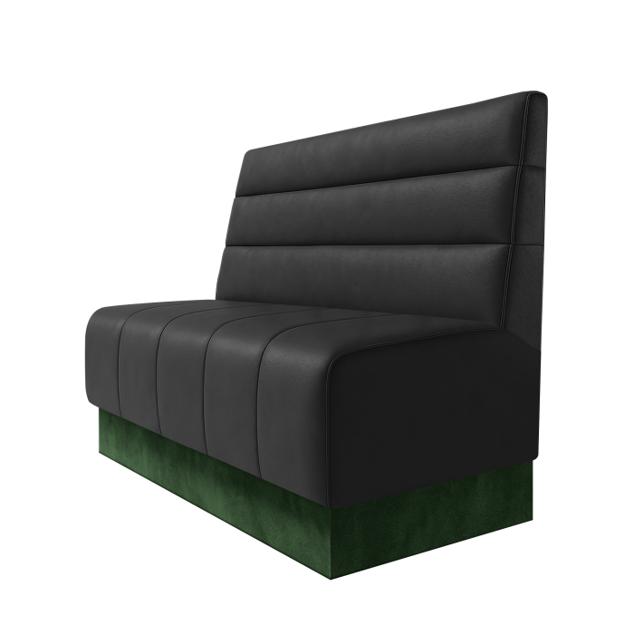 Fischer | Gastrobank | B:H 100 x 100 cm | Schwarz | Horizontal Gestreift | Leder | Fußleiste Grün