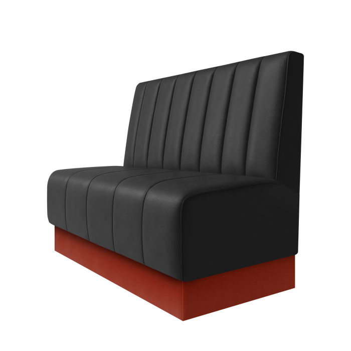 Fischer | Gastrobank | B:H 100 x 100 cm | Schwarz | Gestreift 12cm | Leder | Fußleiste Rot
