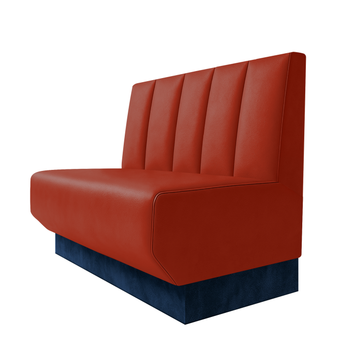 Wagner | Gastrobank | B:H 100 x 100 cm | Rot | Tief Gestreift | Leder | Fußleiste Blau