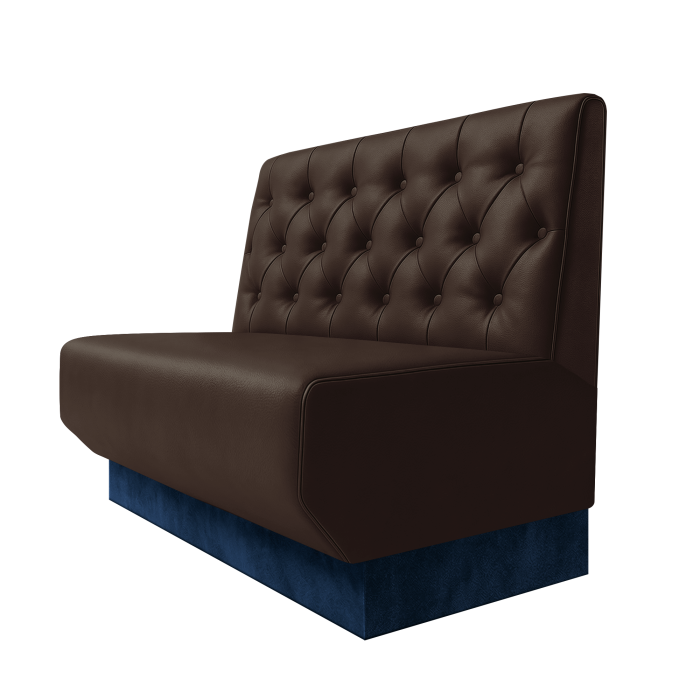 Wagner | Gastrobank | B:H 100 x 100 cm | Braun | Chesterfield | Leder | Fußleiste Blau