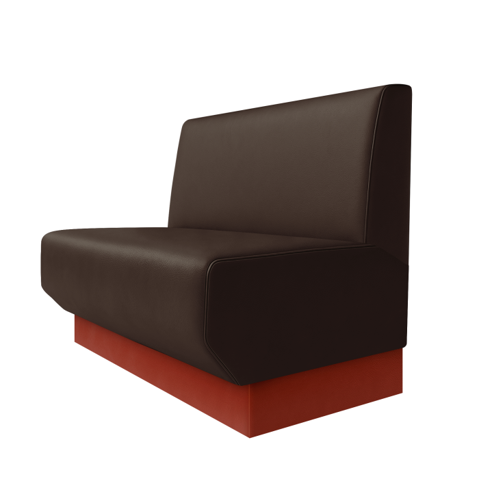 Wagner | Gastrobank | B:H 100 x 100 cm | Braun | Glatt | Leder | Fußleiste Rot