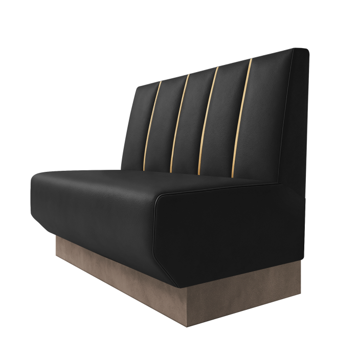 Wagner | Gastrobank | B:H 100 x 100 cm | Schwarz | Dubai | Leder | Fußleiste Taupe