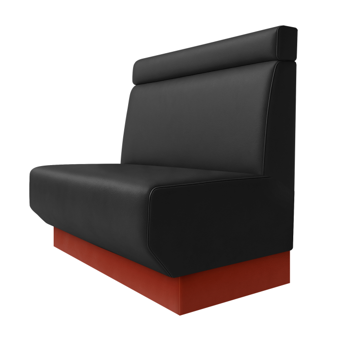 Wagner | Gastrobank | B:H 100 x 100 cm | Schwarz | Glatt + Kopfteil | Leder | Fußleiste Rot