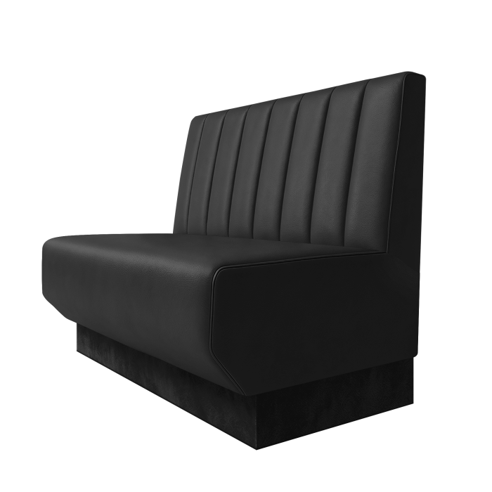 Wagner | Gastrobank | B:H 100 x 100 cm | Schwarz | Gestreift 12cm | Leder | Fußleiste Schwarz