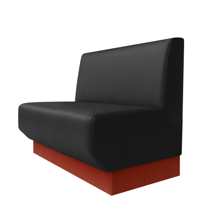 Wagner | Gastrobank | B:H 100 x 100 cm | Schwarz | Glatt | Leder | Fußleiste Rot