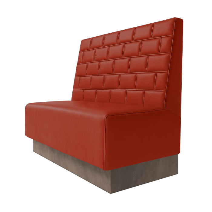 Schmidt | Gastrobank | B:H 100 x 100 cm | Rot | Stein | Leder | Fußleiste Taupe