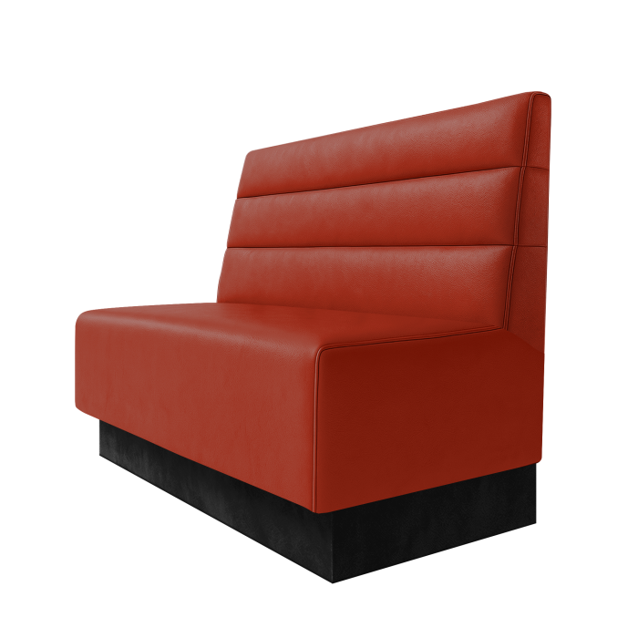 Schmidt | Gastrobank | B:H 100 x 100 cm | Rot | Horizontal Gestreift | Leder | Fußleiste Schwarz