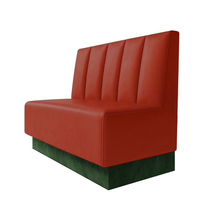 Schmidt | Gastrobank | B:H 100 x 100 cm | Rot | Tief Gestreift | Leder | Fußleiste Grün